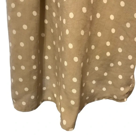 Rachel Roy Tan Polka Dot Split Neck Short Sleeve Blouse/ Size L - Picture 6 of 12